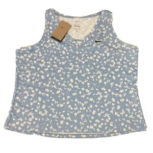 Nike Court Dri-FIT‎ Blue White Floral Victory Tank Top XL DA4734-468 NWT Women